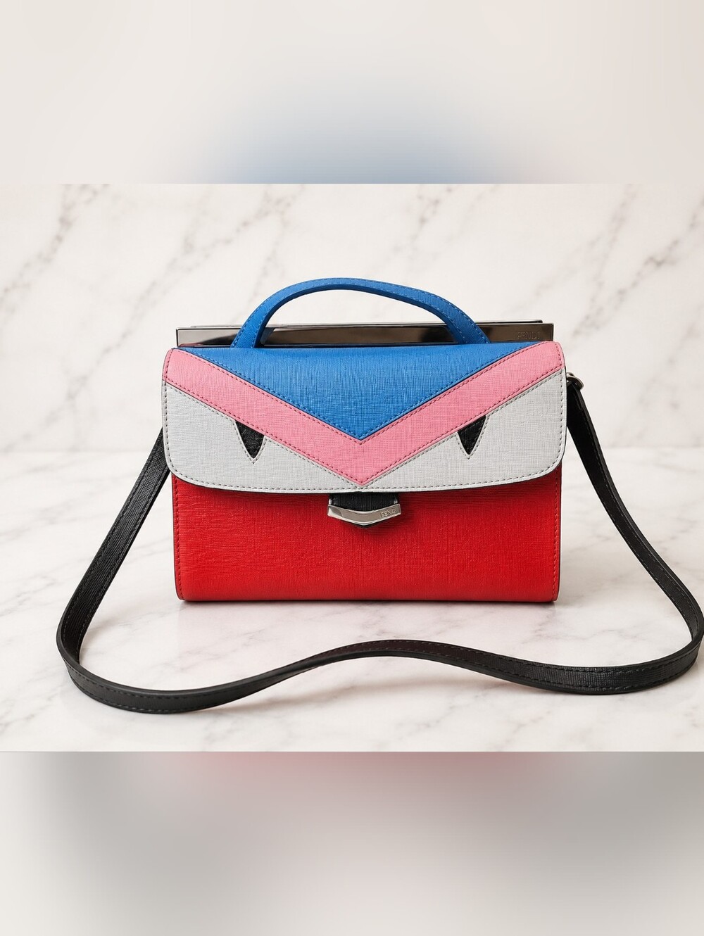 Fendi Monster Multicolor Leather Top-Handle Crossbody